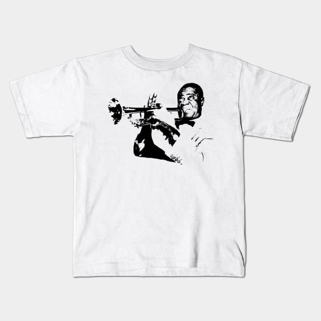 Louis Armstrong pop art portrait Kids T-Shirt by phatvo